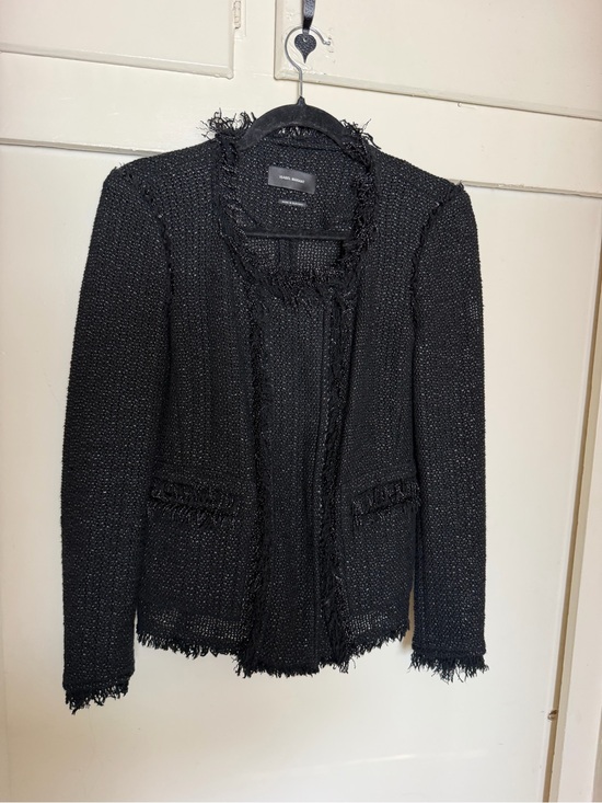 Isabel Marant Jackets & Blazers - Isabel Marant Black Tweed Fringe Open-Front Jacket